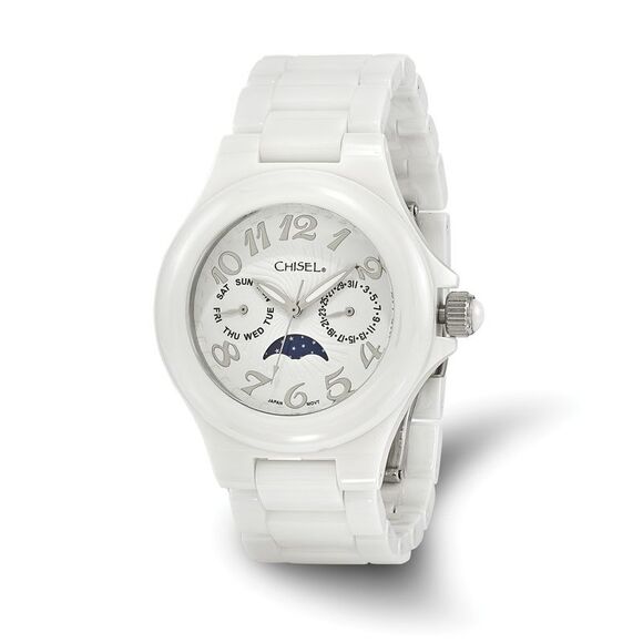 Chisel Ladies White Ceramic White Dial Watch - Picture 1 of 2